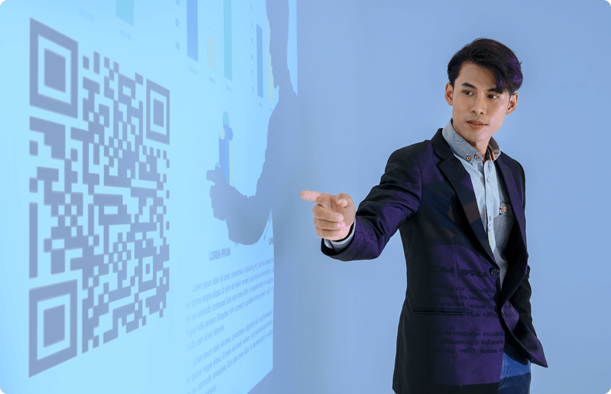 Image for the benefit of "Los espectadores pueden participar en un juego o una encuesta mediante un código QR"