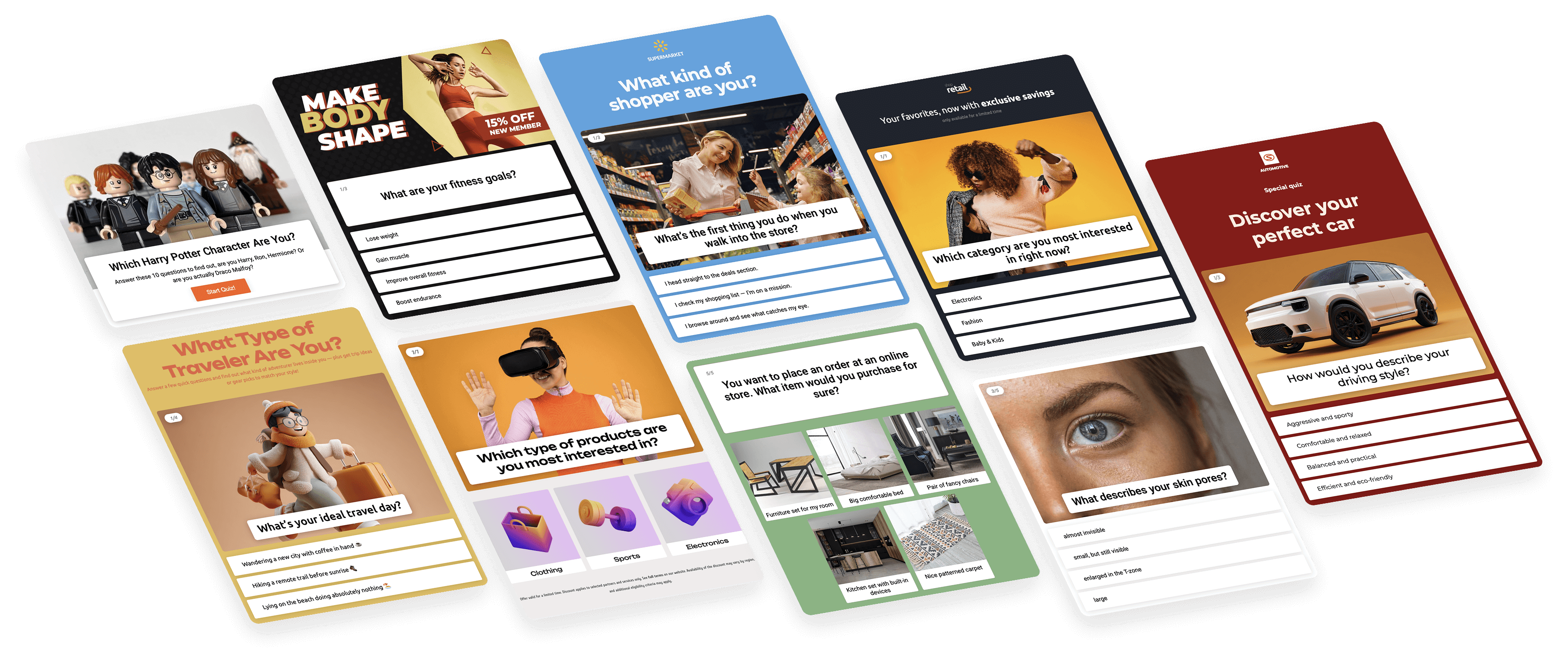 Posters with Interacty projects based on mechanics "Test de personalidad"