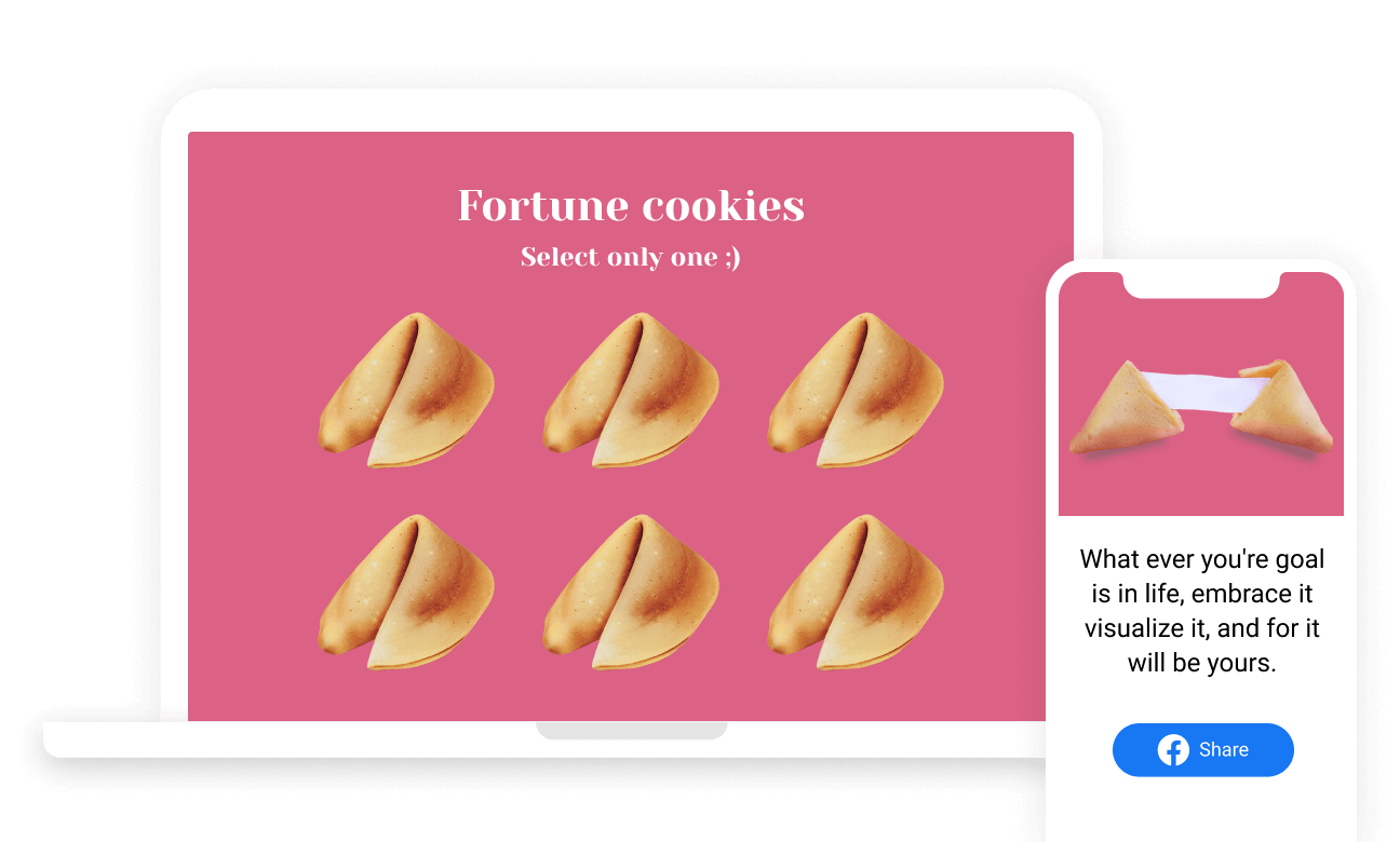 Example of project "Biscuits de la fortune" on the web and mobile