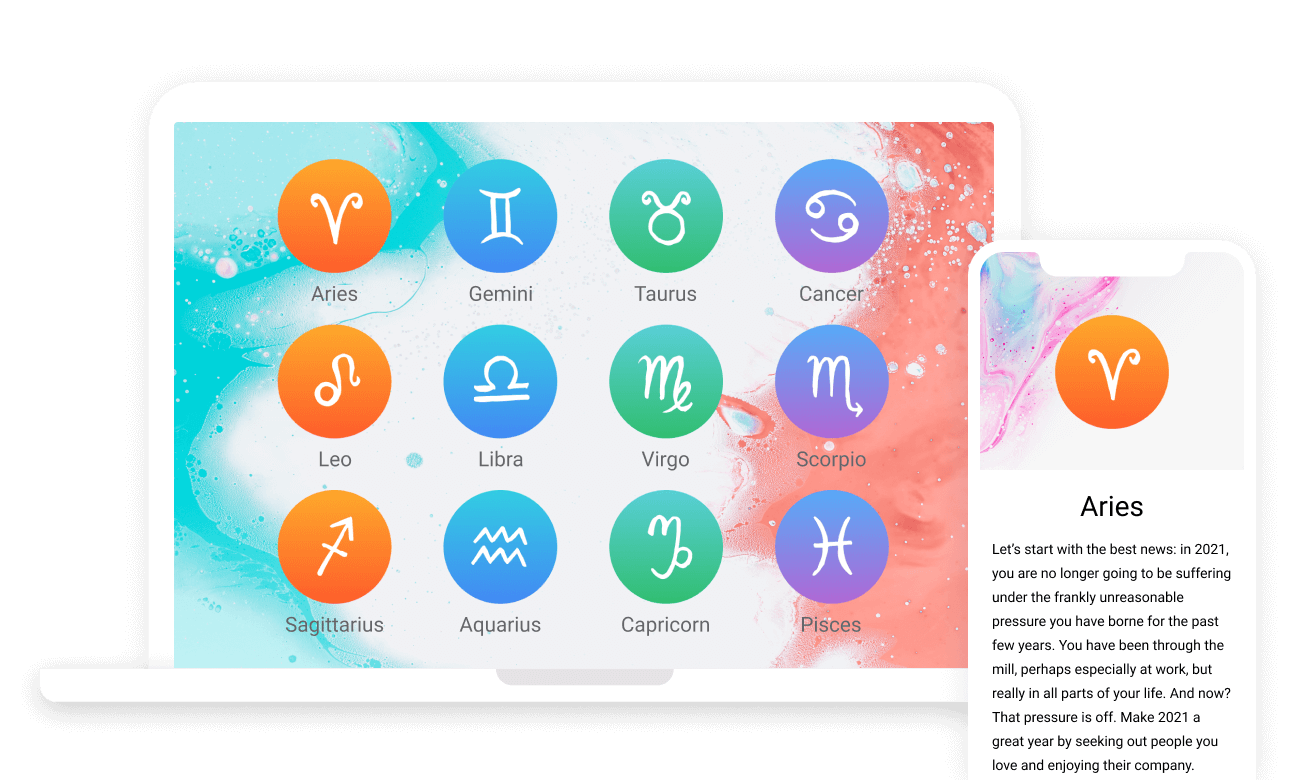 Example of project "Horoscope" on the web and mobile